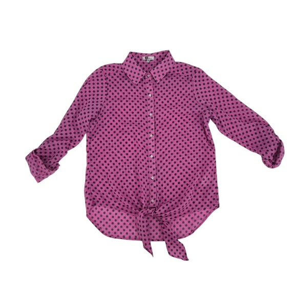 Kut from the Kloth Pink Blue Polka Dot Long Sleeve Blouse Size Small Women’s - Picture 1 of 5